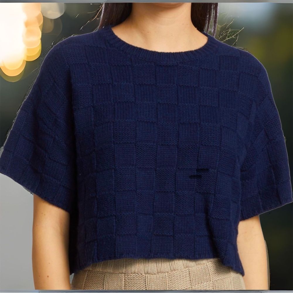 STAUD Basin Basketweave Cropped Sweater